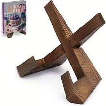 1pc Rustic Wooden Recipe Book Stand - Multifunctional Kitchen Bookshelf With Photo Frame, Frees Up Hands, Enhances Cooking Experience, Great For Displaying Cookbooks And Tablets - Brown - View 11