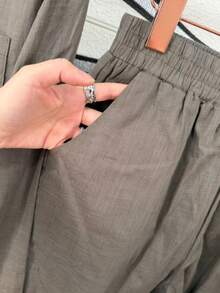 Two-Piece Linen Shirt And Shorts Set, Lined With Elastic. Summer Vacation: Perfect For Celebrating Christmas, New Year's Eve And New Year In Brazil! - 墨綠色 - 查看 7