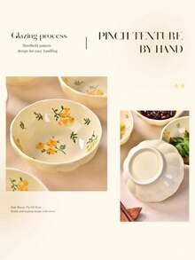 2/4件套花卉釉下彩陶瓷蘸酱碟，3.9英寸，清新花卉图案，高品质可爱毛茛形酱油碟、醋碟、开胃菜碟、甜点碟，适用于家庭厨房、派对、餐厅摆盘，经久耐用，优雅别致 - 彩色 - 查看 11