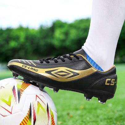 New Lace-Up Football Shoes For Men And Women, Teenagers' Football Shoes, Unisex AG Studded Football Shoes, Recommended For School Students, Matches And Training, Low-Top Long Studs, Anti-Slip, Soft For Soil, Real Grass And Turf Matches And Training