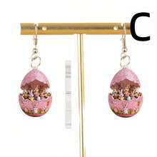 2pcs Easter Novelty Earrings, 2D Flat Cute Rabbit Design Acrylic Earrings - Multicolor - View 5