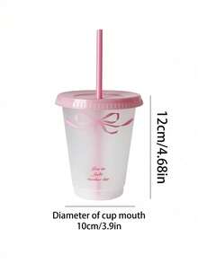 1Pc 700ml/450ml PP Coffee Cup, Portable Cartoon Straw Cup, Iced Coffee Cup, Couple Water Bottle - Multicolor - View 3