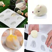 6 Cavity 3D Easter Bunny Silicone Mold Rabbit Shape Baking Mould For Mousse Cake Chocolate Pudding - White - View 10