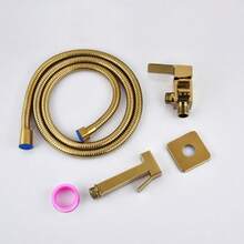 Stainless Steel Bidet Sprayer Set With Hot & Cold Water Modes - Wall-Mounted, Gold-Plated Surface, Ideal For Bathroom Cleaning And Toilet Flushing, Bidet Sprayer Set | Modern Bidet Design | Stainless Steel Structure, Bidet Sprayer - A - View 9