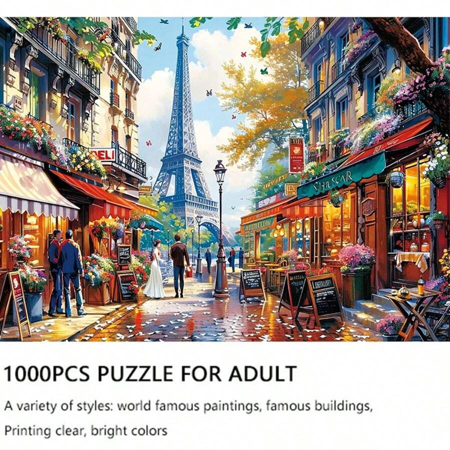 1000片拼图 - 迷人的巴黎，尺寸70厘米 x 50厘米，高清印刷，成人益智减压玩具，家居墙面装饰艺术品，完美的节日/生日礼物，馈赠亲朋好友的理想之选