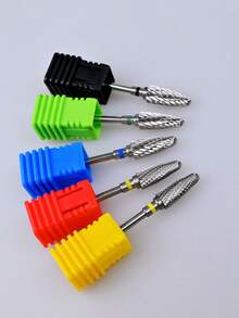 1pc Red Nail Drill Bit, Nail Grinding Head, Callus Removal Head, Stainless Steel Nail Grinding Head, Pre-Treatment Grinding Stepped Cross-Tooth Polishing Nail Removal Manicure Tool, Foot Care Nail Removal Tool, Suitable For Acrylic Gel Nails, Nail Care Grinding Head - Red - View 6