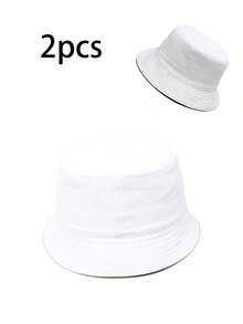 2顶男女通用渔夫帽，沙滩遮阳帽，可折叠夏季旅行沙滩遮阳帽，适合男士、女士、青少年 - 多色 - 查看 2