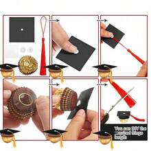 10pcs/20pcs Graduation Cap Chocolate Decorations, Suitable For Chocolate, Candy, Dessert Decoration In Graduation Party - Multicolor - View 7