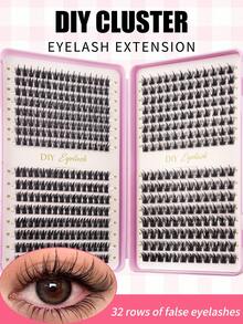 Cartoon Cluster Eyelashes Set, Natural Style, 448pcs Single Lashes Set With Eyelash Glue, Adhesive And Sealant, Delicate & Fluffy 8-16mm C Curl Cluster Lashes, Anime DIY Lash Clusters For Home Use - Nhiều màu - Xem 4