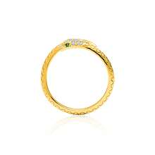 1pc Fashion Cubic Zirconia Snake Gold-Tone Adjustable Ring, S925 Sterling Silver Snake Design Gold Open Ring, Suitable For Daily Wear, With Certificate - Bạc - Xem 3