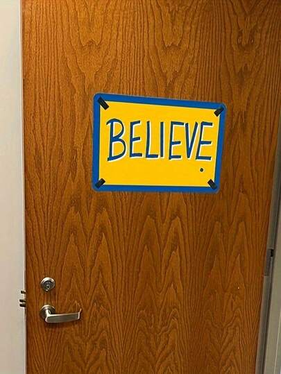 1PC Believe Inspirational Wall Art Poster Self-Adhesive Paper Decal Bedroom Front Door Decor Motivational Saying Pendant 11.81x7.87in