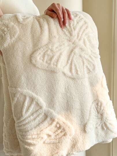 1pc Jacquard Butterfly Pattern Blanket, Suitable For Bed, Sofa, Office Nap, Pet, Warm And Comfortable, Solid Color Minimalist Design, Providing Cozy And Comfortable Sleep Experience