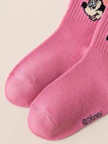 Disney 3/6 Pairs Mouse Kids Crew Socks, Cute Cartoon Pink Purple Spring Summer Mid-Calf Socks For Girls - Multicolor - View 10