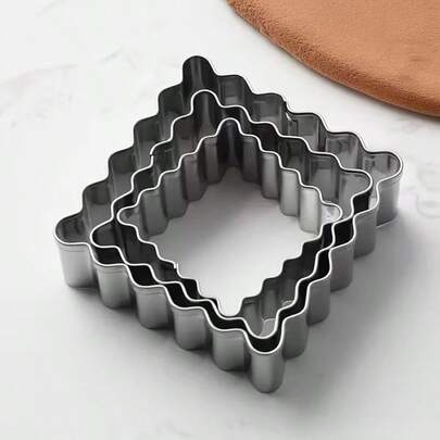 Bộ 3 khuôn cắt bánh quy bằng thép không gỉ - Hình chữ nhật và hình vuông - Dùng để nướng bánh - Thích hợp để nướng bánh ngọt và bánh quy - Lựa chọn hoàn hảo cho các dịp lễ - Dụng cụ nhà bếp thiết yếu - Khuôn nướng bánh