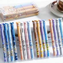 12/4/1 Set Erasable Pens, Includes Multiple Cartoon Pattern 0.5mm Black & Blue Ink Refills, Built-In Eraser, Quick-Drying Ink, Comfortable Grip. Ideal For Office Supplies And School Stationery, Essential For Study And Work - Sets - View 6