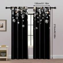 2pcs Modern Blackout Curtains, 100% Polyester Diamond Print, Machine Washable, Rod Pocket Hanging, Woven Knit Weave, Unlined, For Bedroom And Various Room Types - Black and White - View 10