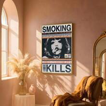 1幅“吸烟有害健康”复古帆布海报，暗黑美学宣言墙饰，赛博朋克杂志风格印刷品，前卫复古无框帆布装饰画，房间装饰海报，家居装饰墙饰（无框） - A - 查看 6