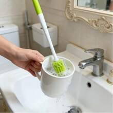 1pc Highly Efficient Cleaning Brush, Silicone Bottle Brush For Cleaning Bottles, Cups, Mugs, Jars, Coffee Cups, Wine Glasses, Removes Stains And Dirt - Green-1Pc - View 5