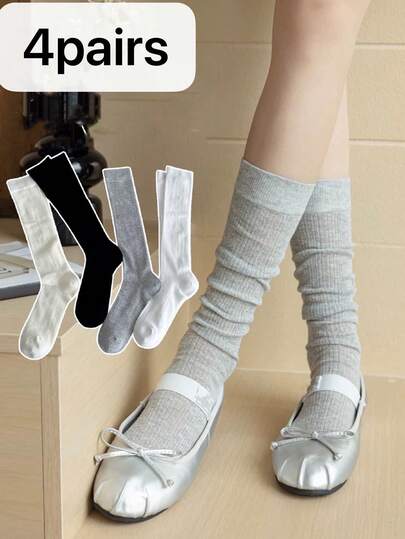 4双芭蕾舞风格薄款纯色网眼踝袜，灰色款式，适合春夏穿着的护腿套