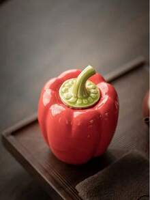 逼真的甜椒造型密封茶叶罐，中式装饰储物罐 - 彩色 - 查看 3