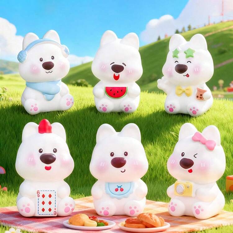 6pcs Random Style Cute Mini Hippopotamus Figurines, Car Interior Computer Screen Decor, DIY Decoration Accessories - West Highland Dog - View 7