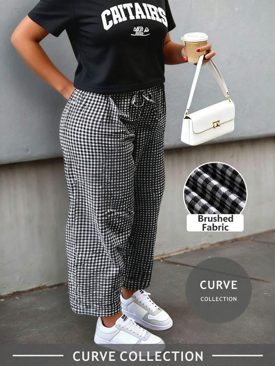 2026 Spring/Summer Plus Size Plaid Pants, Bohemian Style Beach Pants, Ibiza Music Festival Celebration, Derby Day Style