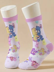 CARE BEARS 1双爱心熊女士个性化袜子，360度数码印花，图案包括可爱的快乐熊、许愿熊、爱心熊、天使熊、生气熊等，时尚简约，适合日常穿着及毕业/生日礼物。 - 彩色 - 查看 5
