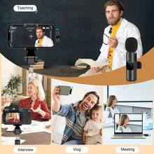 防缠绕无线领夹麦克风，兼容 iOS，即插即用，夹式领夹，外置迷你领夹式Lightning接口麦克风，兼容，适用于视频采访、Vlog等，迷你麦克风，无线领夹式麦克风，迷你麦克风，Vlog麦克风，妇女节礼物，派对礼物 - 黑色 - 查看 7