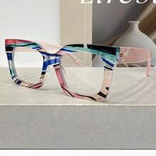 New Classic Bohemian Large-Frame Square Fashion Non-Prescription Glasses For Women And Men, High-Quality Multi-Color Block  Versatile Street Style Glasses For Women, Suitable For Daily Wear And As Decorative Eyewear - 5顏色 - 查看 11