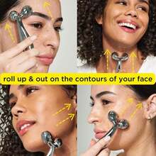 Pacifica Future Youth Stainless Steel Face Roller U2013 Cooling Dual Gua Sha Facial Massager For Sculpting, Contouring &Amp; De-Puffing U2013 Anti-Aging Skin Care Tool For Wrinkles &Amp; Fine Lines Lymphatic Drainage - ColorA - 查看 2