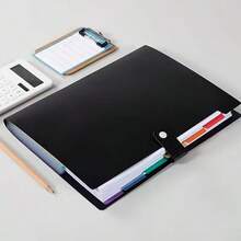 1pc Multipurpose File Folder, A4 Size, With 7 Labeled Pockets, Suitable For Letter Size Documents, Designed For Expanded File Storage, Ideal For School, Office And Home Organization. - Black - Rainbow Edition - View 3