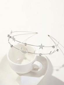 Cute Alloy Starry Sky Headband, Bangs Hair Clip, Multi-Layer Metal Star & Moon Hair Hoop, Minimalist Versatile - Multicolor - View 9