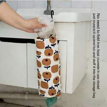 1pc 6*18*37cm Fabric Storage Bag, Kitchen Trash Bag, Wall-Mounted Plastic Bag Holder, Office/Home/Car Use - View 5
