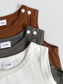 Bộ 3 món áo liền quần không tay cho bé, in chữ kiểu Mỹ, thoáng khí, thích hợp mặc ngoài trời. - Nhiều màu - Xem 4