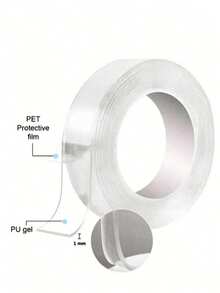 1卷强力双面胶带 - 可重复使用、无残留、强力粘性、多用途、可移除且可水洗，适用于家庭、办公室和汽车！1/3/5米双面纳米胶带 无痕双面胶带 透明无痕可重复使用防水胶带 - 透明 - 查看 6