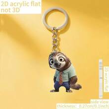 2D疯狂动物城树懒钥匙扣，多功能装饰吊坠，适用于背包、钥匙链、节日装饰、庆典活动，可爱迷人，设计别致，是妇女节礼物和婚礼配饰的理想之选。 - 彩色 - 查看 10