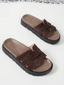 Nuevas sandalias de plataforma con hebilla y punta abierta, deslizadores de moda, cómodos y versátiles, sandalias de playa resistentes a la suciedad, aptas para uso diario, atuendos de verano, esencial de viaje - Café integral - Ver 8