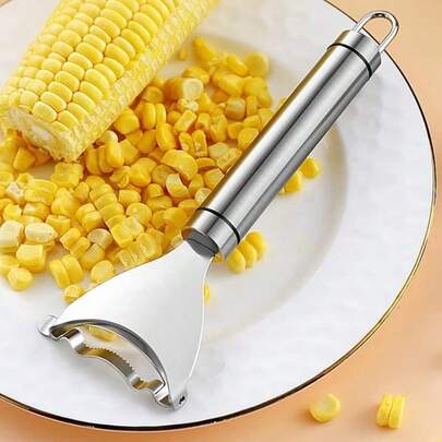 1/2pcs Stainless Steel Corn Peeler, Corn Shredder, Corn Kerneler, Corn Stripper, Corn Cutter, Corn Scraper With Ergonomic Handle, Kitchen Tool