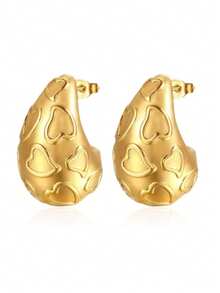 European And American Explosion Model, Extra Large Hollow Water Drop Earrings, Women's Teardrop Stainless Steel Earrings - Gold - View 8