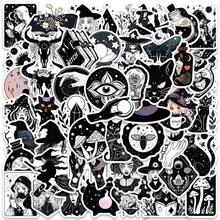 52pcs Trending Black & White Witch Doodle Stickers, Suitable For Luggage, Skateboard, Phone, Bicycle, DIY Decoration Scrapbook Supplies Stationery Funny Stickers Kindle - Color - View 6