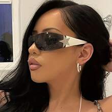 Fashionable Frameless Pentagram Y2K Personality Glasses - Black and Gray - View 2