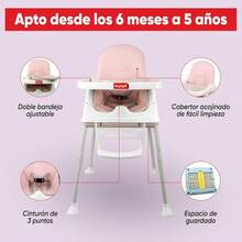 Silla Alta Periquera Motek Bruni 4 en 1 Comer Bebe Gris - Blanco - Ver 2