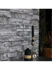1 Roll Removable Peel And Stick Wallpaper, Dark Gray Brick Stone Pattern, Modern Industrial Style, Suitable For Living Room, Bedroom, Dining Room, Kitchen, Countertop, Desk, 17.7 Inx39.3 In/118.1 In/196.8 In - Dark Gray Bricks - View 5