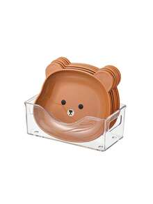 1pc Creative Cartoon Cute Brown Bear Plate, Bone Dish, Home Use Anti-Slip Dinner Plate, Fruit Snack Tray For Kitchen, Dining Room, Afternoon Tea, Dessert, Party, School Events - Brown - View 4