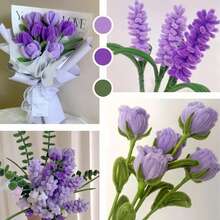 300支加厚花蕊，包含浅紫色、深紫色、军绿色三种不同颜色的花蕊，花蕊工艺套装，散装花蕊，艺术手工材料，可用于制作花朵、装饰品和创意DIY - 彩色 - 查看 3