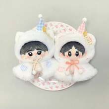 10厘米毛绒娃娃服装套装，许愿蛋糕系列披风套装，休闲熊自嘲熊，棉质填充娃娃，适合10厘米毛绒玩具 - 彩色 - 查看 3