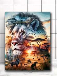 Diamond Mosaic Lion Animal New Arrival Painting Sunset Landscape DIY Cross Stitch Kits Diamond Embroidery Handmade Gift - round diamond - View 2