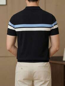 Camisa polo casual de hombre ALTZTAR con cuello de contraste, de manga corta y de punto - Negro - Ver 2