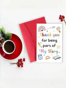 1pc "Thank You For Being Part Of My Story" Thank You Card With Envelope - Rainbow Design, Ideal For Teacher, Professor & Mentor, Perfect Gift From Student & Parent, Blank Inner Page - A - View 7