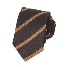 1 pieza Corbata de poliéster a rayas de café para hombre, estilo universitario adecuado para uso diario - Café integral - Ver 4